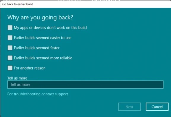Windows 11 to Windows 10 rollback