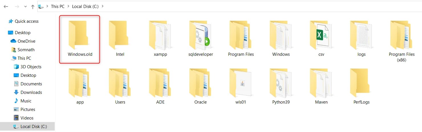 Windows.old file in local disk(C:) - Windows 11 to windows 10 Roll back